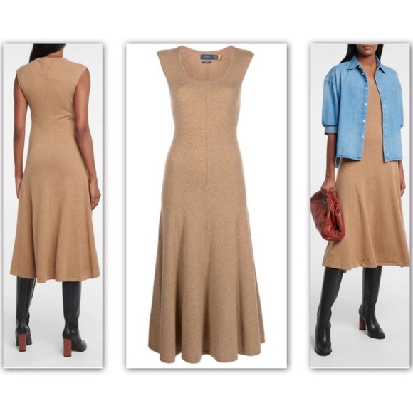 Polo Ralph Lauren Cashmere Cap-Sleeve Dress scoop neck size large - Picture 3 of 16